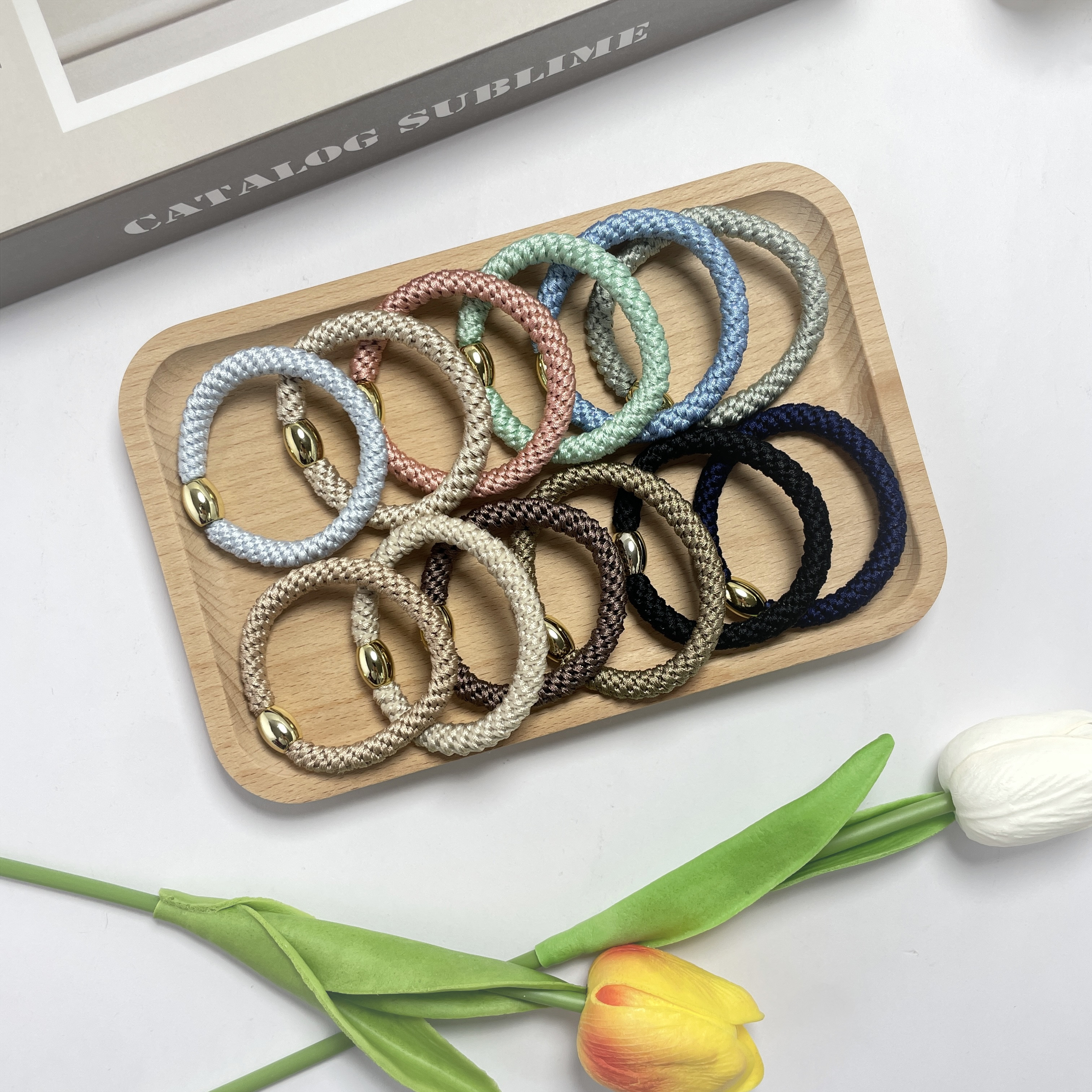 Colors on wooden tray